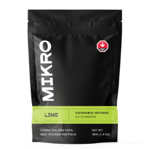 Mikro – 1:1 THC/CBD Gummies – 100mg – Lime | Kush Station Canada